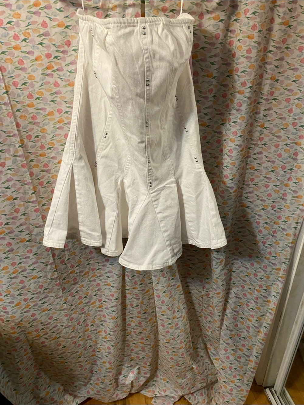 White Flared Strapless Corset-Style Mini Dress - Picture 1 of 7